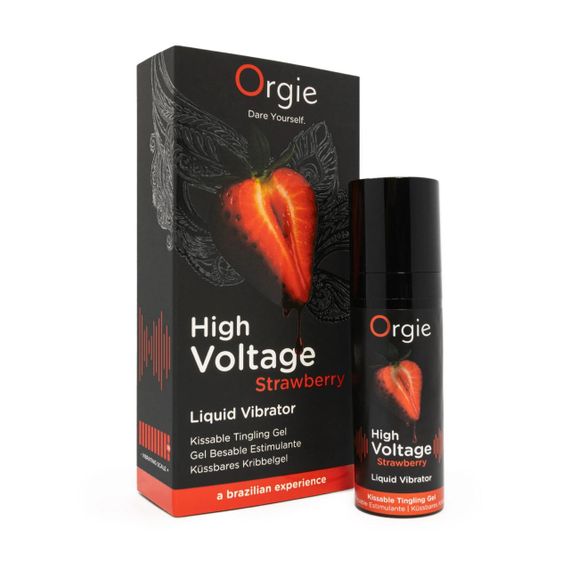 Рідкий вібратор Orgie High Voltage – Strawberry, 15 мл, ефект мурашок, дуже потужний, смак полуниці Sex Aura
