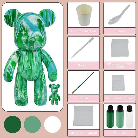 Флюидный мишка DIY Creative Fluid Bear с красками 3 шт / Набор раскраска для творчества медвежонок | Зображення 4