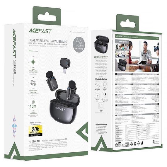 Петличный беспроводной микрофон Acefast R2 Type-C Black | Зображення 4