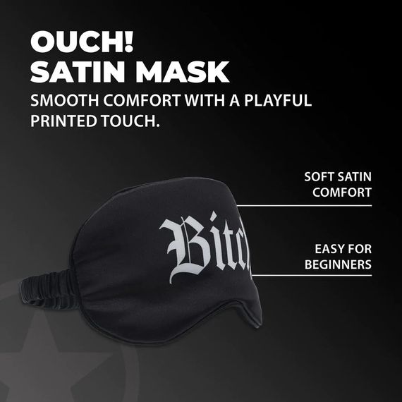 Маска на очі - Ouch! Satin Blindfold Bitch Black | Зображення 1
