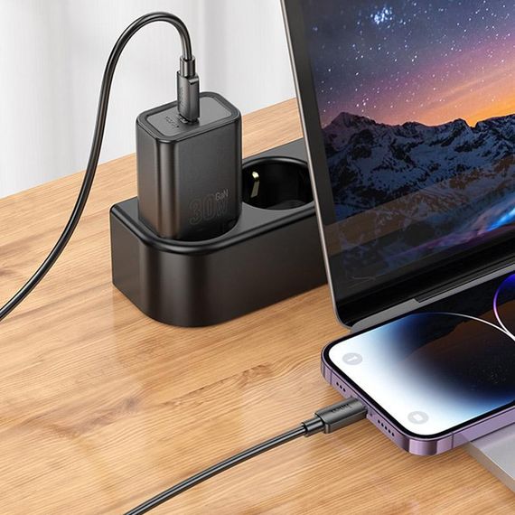 МЗП Hoco N62 Gentle PD30W (1USB-C) + кабель Type-C to Lightning Black | Зображення 2