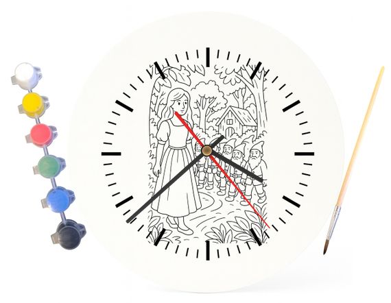Детский набор для творчества часы-раскраска Белоснежка и семь гномов (по мотивам сказки братьев Гримм) 30 см (Г0016) | Зображення 3