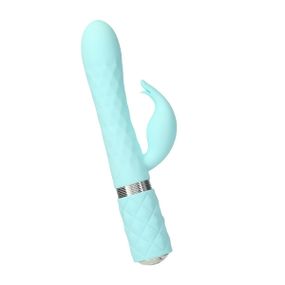 Роскошный кролик с ротацией и вибрацией Pillow Talk Lively, Teal, кристалл Сваровски, тройной отрост,