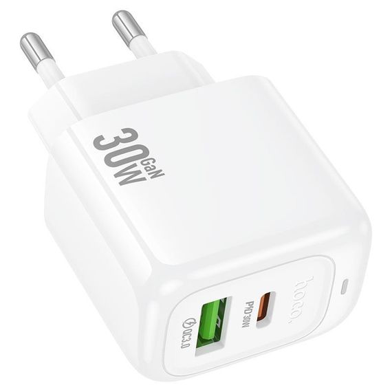 СЗУ 110-240V HOCO CS55A, 1xUSB, 1xUSB-C, PD30W, White, OEM | Зображення 2