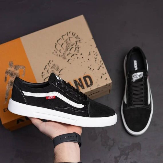 Демісезонні шкіряні (замш)  кеди Vans чорні | Зображення 2
