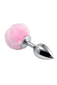 Анальна пробка LoveToy Heavy Metal Anal Plug Pompon Розовый L