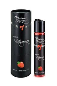 Масажна олія Plaisirs Secrets Strawberry (59 мл) з афродизіаками, їстівна, подарункове паковання Sex Aura