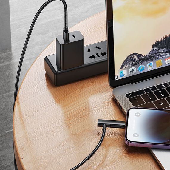 Дата кабель Hoco U135 Incredible 2in1 USB to Lightning/Type-C (1m) Black | Зображення 7