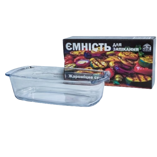 Форма для запікання 27*14*7см прямокутна глибока з ручками жароміцне скло S&T