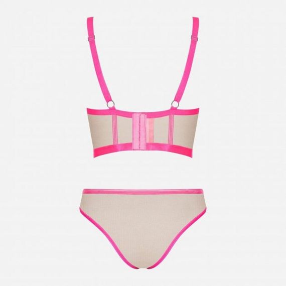 Комплект Obsessive Nudelia бюстьє з трусиками, бежевий з чорним, S/M sexstyle | Зображення 4