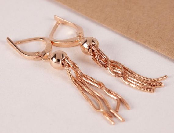 Серьги висюльки из красного золота | Зображення 3