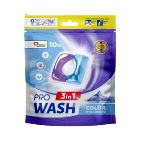 Капсули для прання 10шт (дой-пак) Гірська свіжість ProWash 2К