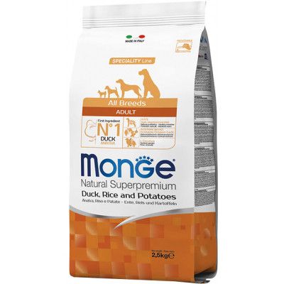 Сухой корм для собак Monge Dog All breeds Adult Duck&Rice со вкусом утки и риса 2.5 кг (8009470011129)