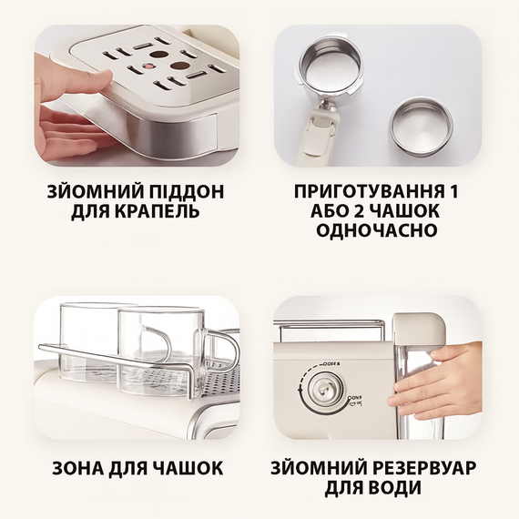 Кавомашина ріжкова Zepline ZP-6802, 3000 Вт, 20 барів, сенсорне керування, бак 2 л | Зображення 7
