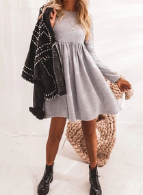 Женское трикотажное платье с свободной юбкой MI697 цвет серый, размер 42/44