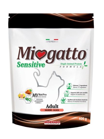 Корм Morando Miogatto Sensitive Salmon Monoprotein сухий з лососем для дорослих котів 0.4 кг