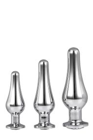 DT21874 набір анальних пробок конічної форми Dream Toys GLEAMING LOVE PLEASURE SET SILVER