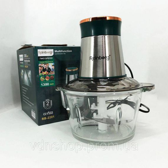 Блендер с защитой от разбрызгивания Rainberg RB-2201 1300 Вт, Кухонный блендер комбайн с чашей JY-10 | Зображення 7