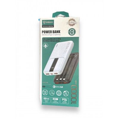 POWER BANK INKAX PBQ-08 на 10000 mAh (22,5W) зі швидким заряджанням + 3шнура та циферблатом (2 виходи) | Зображення 3