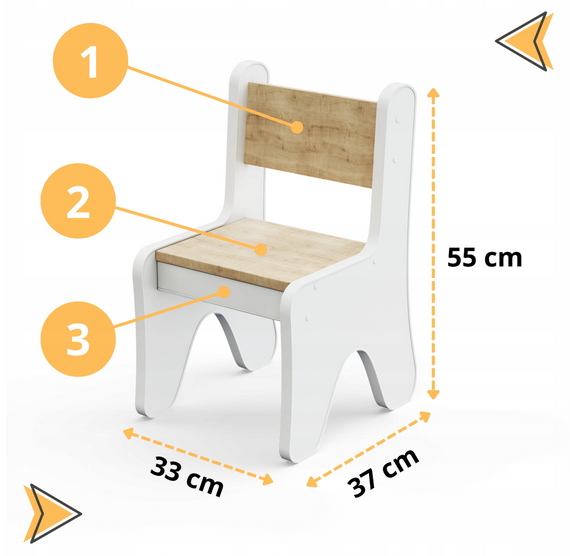 Стільчик для дитячої кімнати 55×37×33 дитячий зручний стілець для ігор, білий з сірим | Зображення 5