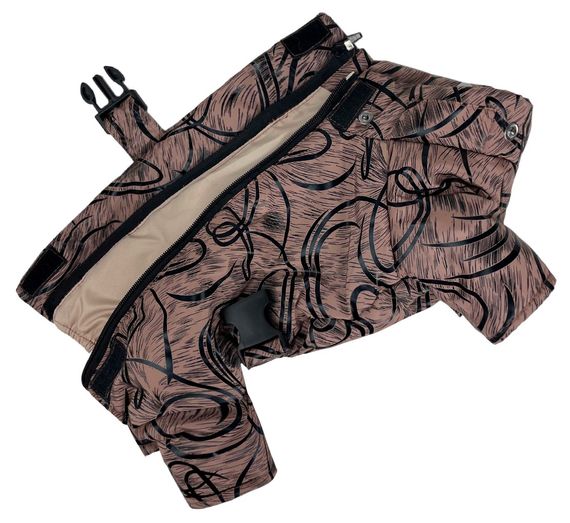Зимовий комбінезон з поясом візерунки коричневий R-37 | Зображення 4