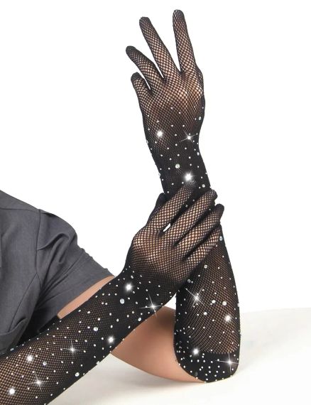Черные длинные перчатки Star Night со стразами (без коробки) sexstyle | Зображення 2