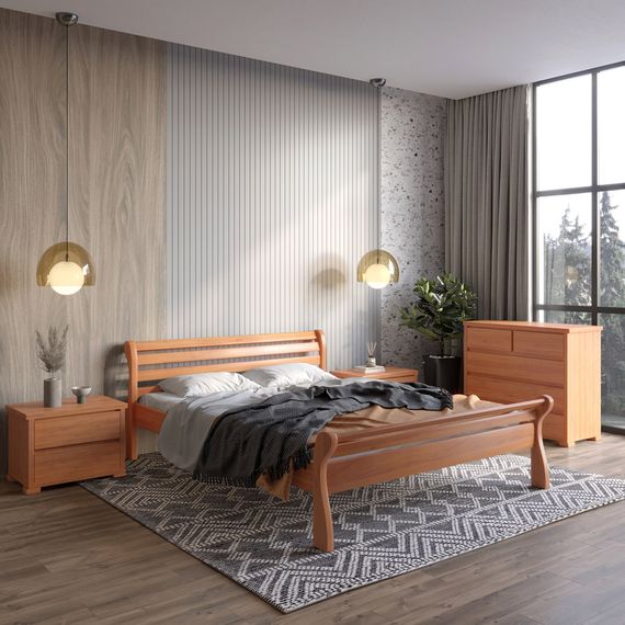 Двоспальне дерев&#039;яне ліжко Mebigrand Верона Яблуня 160х190 см (MBG-4454)