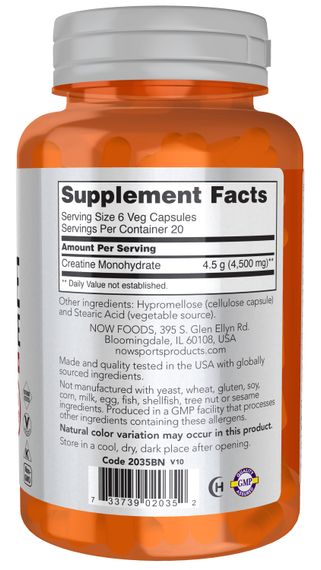 Креатин NOW Foods Creatine Monohydrate 750 mg 120 caps | Зображення 1