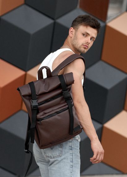 Чоловічий рюкзак ролл Sambag RollTop LTT шоколадний 41 x 30 x 16 см (24238020m)