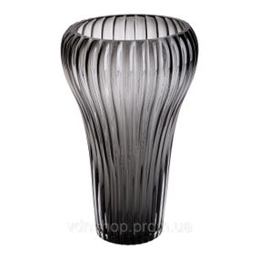 Скляна ваза для квітів, декоративна фігурна, сіра, 27 см HP-1719
