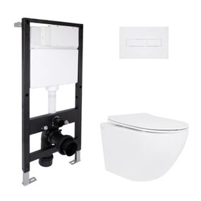 Готовое решение Qtap для ванной комнаты: подвесной унитаз Jay Rimless 485x360x320 + комплект инсталляции Standard (линейная