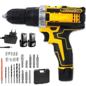 Шуруповерт 12V, 2AH з набором свердел і біт Акумуляторний шуруповерт