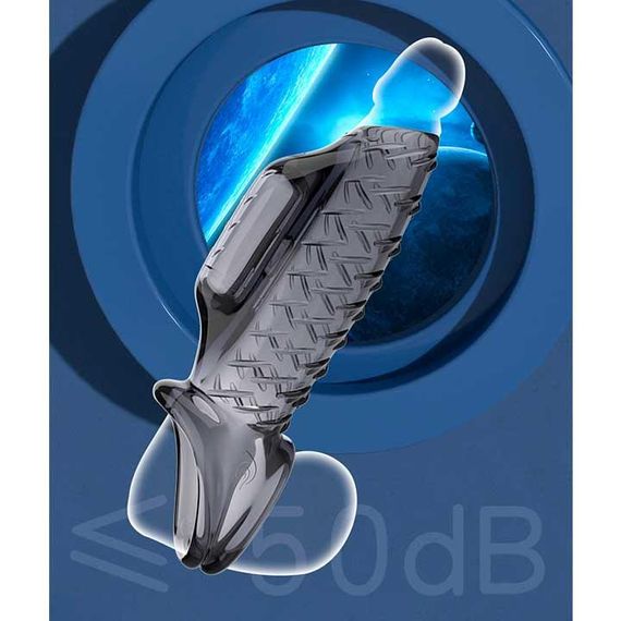 Насадка на пеніс та мошонку з вібрацією Choke Ring графіт