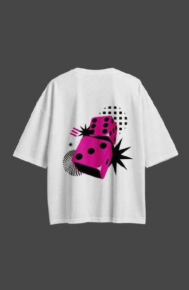 Oversize футболка з принтом Lucky Strike біла | Зображення 2