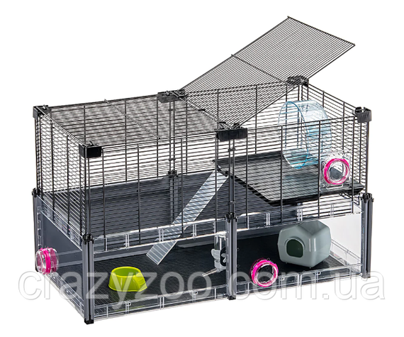 Модульна клітка для хом'яків та мишей Ferplast Multipla Hamster з аксесуарами чорна 72.5x37.5x42 см 57007217 | Зображення 3