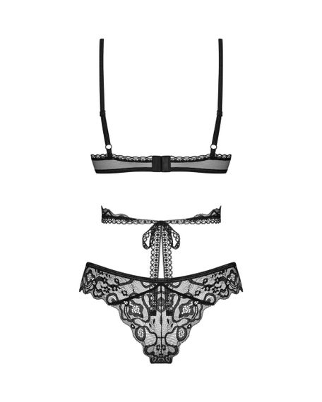 Комплект Obsessive Blomentis 2-pcs set, M/L, мереживний, ліф із зав’язками на спині, трусики-сліпи Sex Aura | Зображення 3