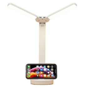 Лампа настольная светодиодная с подставкой для телефона LED table lamp Белая