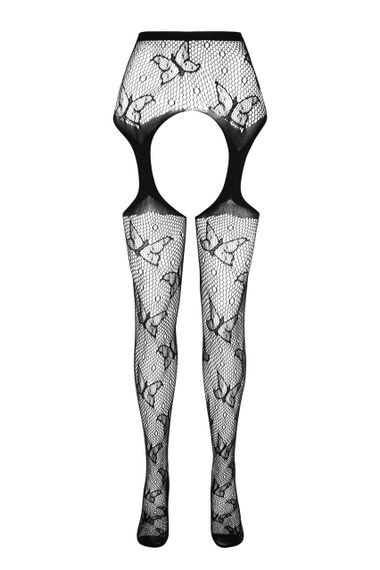Эротические колготки-бодистокинг Passion ECO S001 black, с доступом, декор бабочки, подвязки sexstyle | Зображення 4
