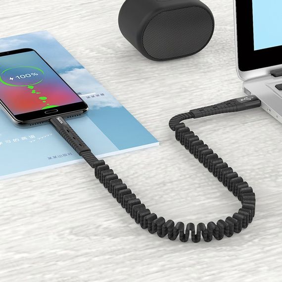 Дата кабель Hoco U78 "Cotton treasure elastic" MicroUSB (1.2М) Чорний | Зображення 3