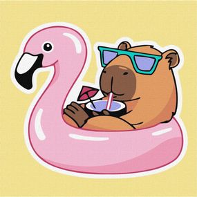 Картина за номерами "Капібара у відпустці" ©art_selena_ua KHO6743, 40х40 см