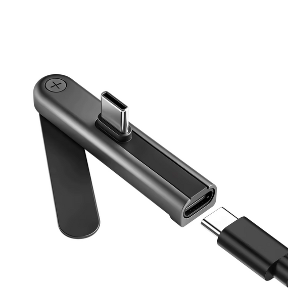 Адаптер перехідник USB Type-C на Type-C зі складаною підставкою black | Зображення 5