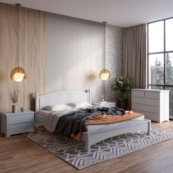 Двоспальне дерев&#039;яне ліжко Mebigrand Мангеттен Н Світло-сірий (RAL7040) 160х200 см (MBG-3417)