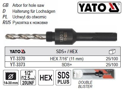 Тримач для кільцевих пил SDS+ Ø14-30 мм Польща YATO YT-3373