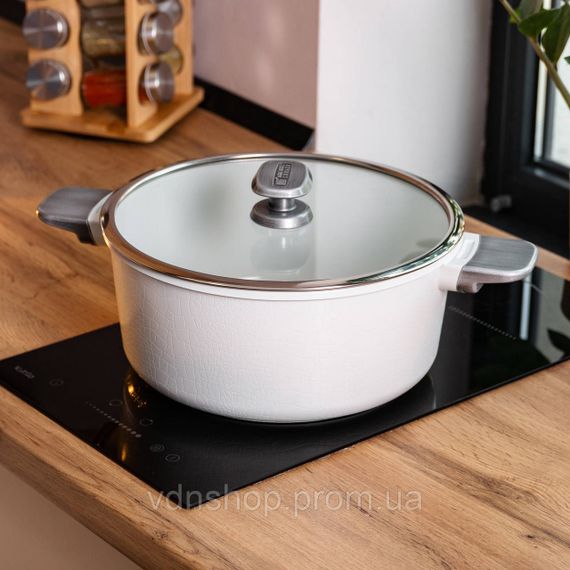 Алюминиевая кастрюля с керамическим антипригарным покрытием 7.7 л Ø 30 см белая MGC HP-4-455W | Зображення 4
