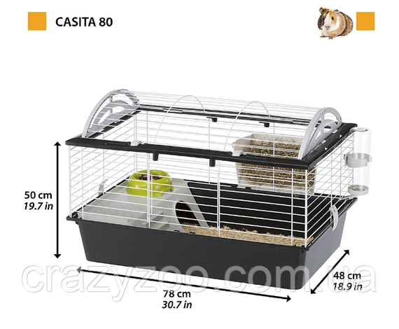 Клетка для кроликов и морских свинок Ferplast Casita 80 черная 78х48х50 см 57065070 | Зображення 1