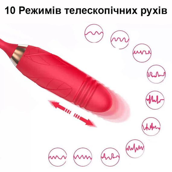 Двосторонній вібратор з телескопічними рухами та стимуляцією клітора (USB) | Зображення 3