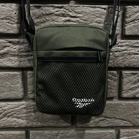 Барсетка хаки мини Reebok белый логотип