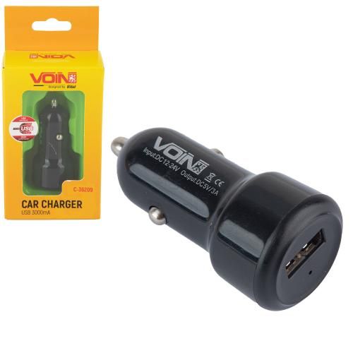 Автомобільний зарядний пристрій VOIN C-36209, 1USB (12/24V - 5V 3,0A) | Зображення 1