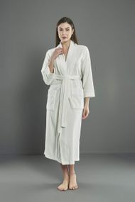 Женский велюровый халат Nusa 0503 кремовый 4XL