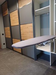 Прасувальна дошка вбудована у шафу, метал з Амортизатором 120*38 Тефлоновий жовті трикутники